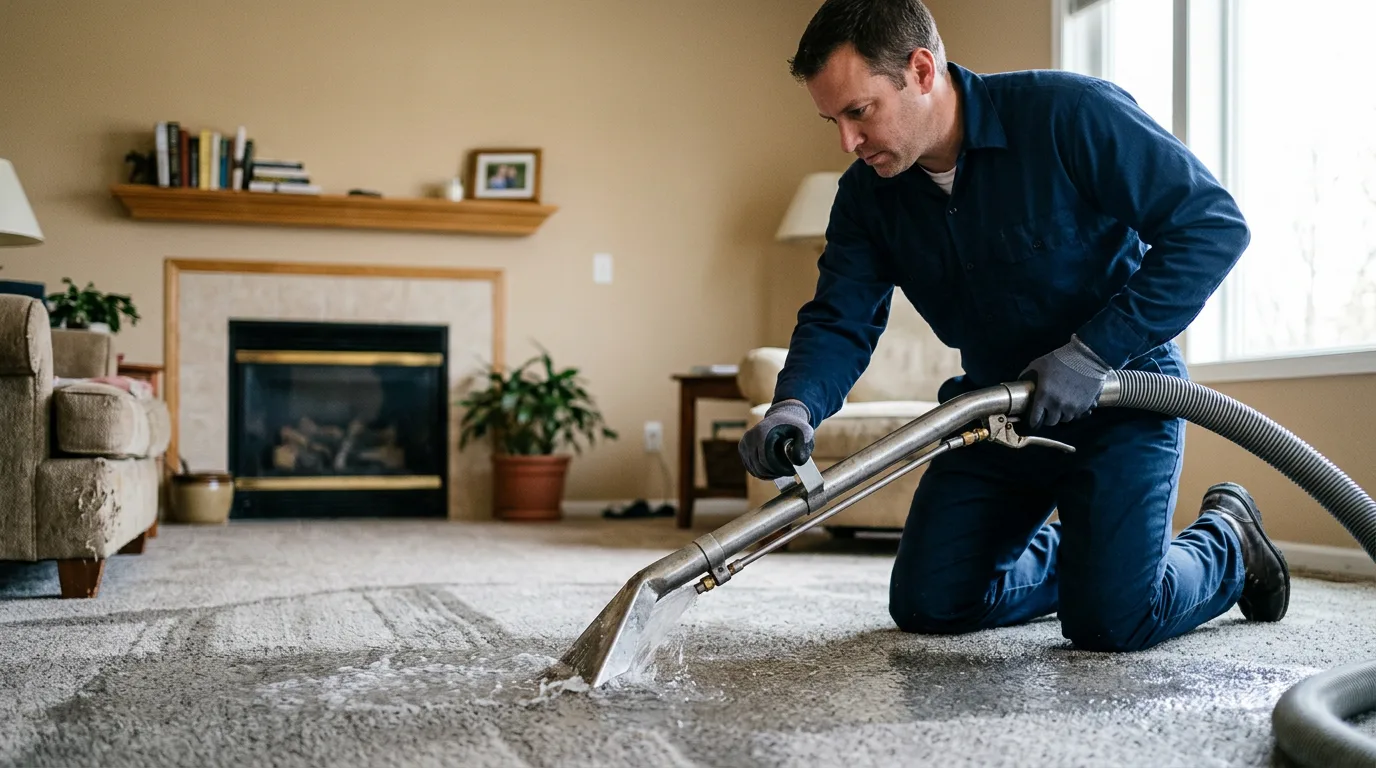 Water damage restoration technician working near Hitchcock, OK